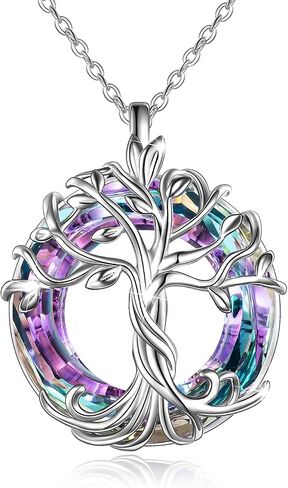 TOUPOP Tree of Life Necklace for Women 925 Sterling Silver Family Tree Austrian Crystal Jewelry Birthday Christmas Gifts for Mom Wife Her in Kuwait
