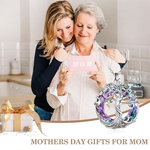 TOUPOP Tree of Life Necklace for Women 925 Sterling Silver Family Tree Austrian Crystal Jewelry Birthday Christmas Gifts for Mom Wife Her in Kuwait