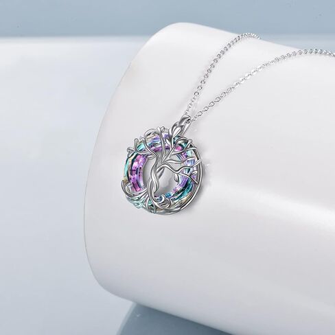 TOUPOP Tree of Life Necklace for Women 925 Sterling Silver Family Tree Austrian Crystal Jewelry Birthday Christmas Gifts for Mom Wife Her in Kuwait