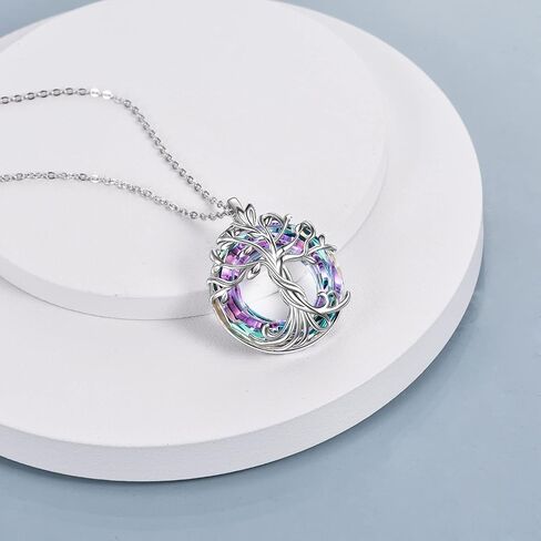 TOUPOP Tree of Life Necklace for Women 925 Sterling Silver Family Tree Austrian Crystal Jewelry Birthday Christmas Gifts for Mom Wife Her in Kuwait
