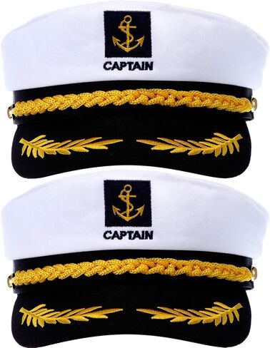SATINIOR 2 Pieces Yacht Captain Hat Navy Sailor Ship Cap Boat Captain Hat for Adult Kids Halloween Costume Accessories(Square Sign) in Saudi Arabia