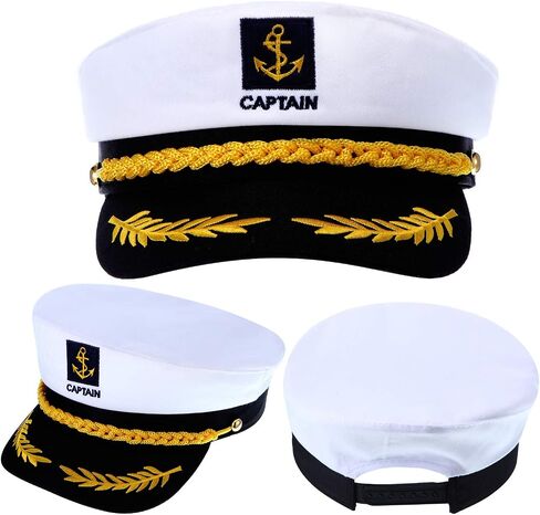 SATINIOR 2 Pieces Yacht Captain Hat Navy Sailor Ship Cap Boat Captain Hat for Adult Kids Halloween Costume Accessories(Square Sign) in Saudi Arabia