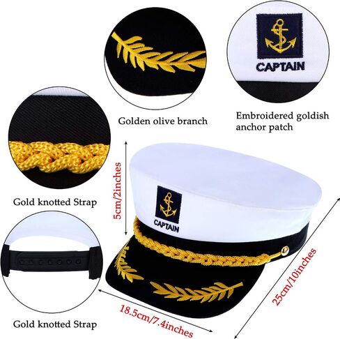 SATINIOR 2 Pieces Yacht Captain Hat Navy Sailor Ship Cap Boat Captain Hat for Adult Kids Halloween Costume Accessories(Square Sign) in Saudi Arabia