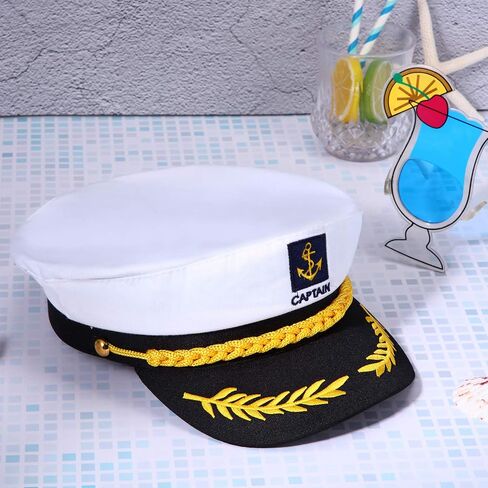 SATINIOR 2 Pieces Yacht Captain Hat Navy Sailor Ship Cap Boat Captain Hat for Adult Kids Halloween Costume Accessories(Square Sign) in Saudi Arabia