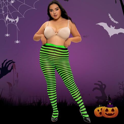 Yilanmy 2 Pairs Plus Size Striped Tights for Women Colored Christmas Halloween Candy Cane Tights Costume Leggings for Women in Saudi Arabia