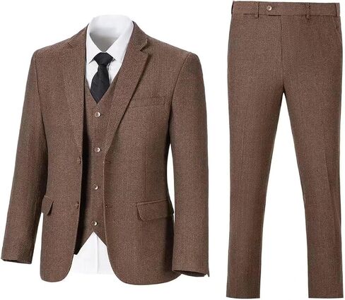 Retro 3 Pieces Slim Fit Boy Suit Tweed Herringbone Formal Stylish Vest Tuxedo Pants Wedding Homecoming Dress Wear Set in Saudi Arabia
