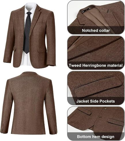 Retro 3 Pieces Slim Fit Boy Suit Tweed Herringbone Formal Stylish Vest Tuxedo Pants Wedding Homecoming Dress Wear Set in Saudi Arabia