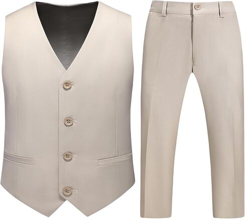 Boys Vest Suits 2 Piece Outfit Tuxedo Set for Kids Size 4-14 Formal Suit for Boys with Vest and Pants Set Slim in Kuwait