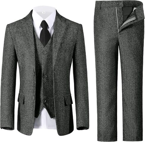 الأولاد بدلات 6pcs Tweed Herringbone بدلات للأطفال Slim Fit Tuxedo سترة السترة الرسمية زفاف قميص السترة سترة مجموعة مع ربطة عنق in Kuwait