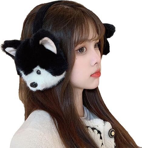 Womens Winter Ear Muffs Faux Fur Foldable Warmers Covers Adjustable Cable Knit Furry Fleece Earmuffs for Cold Weather in Kuwait