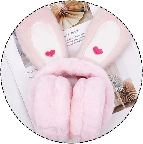 Cute Bunny Ears Earmuffs, Winter Warm Fluffy Ear Muffs Foldable Animal Ear Warmers Ear Covers Headband for Women Girls in Saudi Arabia