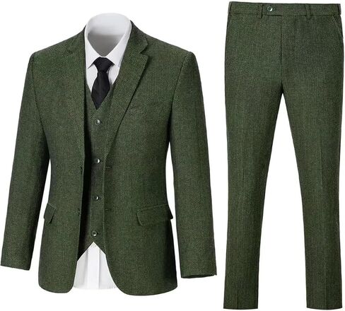 Retro 3 Pieces Slim Fit Boy Suit Tweed Herringbone Formal Stylish Vest Tuxedo Pants Wedding Homecoming Dress Wear Set in Saudi Arabia