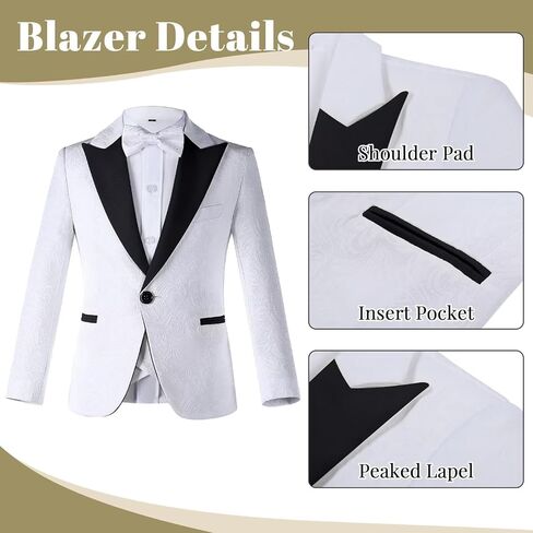 الأولاد بدلات الأزهار جاكار للبنين الرسميين الزي 5 أجهزة كمبيوتر شخصيات زفاف الأطفال بدلة السترة سترة سروال قميص التعادل in Kuwait