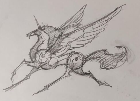 Decorative Winged Pegasus Figurine, Unicorn Sculpture, Made with Metal, Aloy, Steel and Bronze. (Gold) in Saudi Arabia