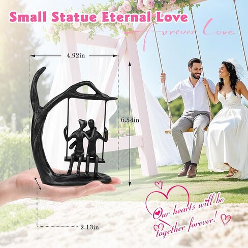 Anniversary Wedding Gifts for Couple/Her - Romantic Couple Statue in Love, Black Metal Figurine Sweet Loving Together Iron Sculpture Decor, Gifts for Wife Husband Birthday in Kuwait