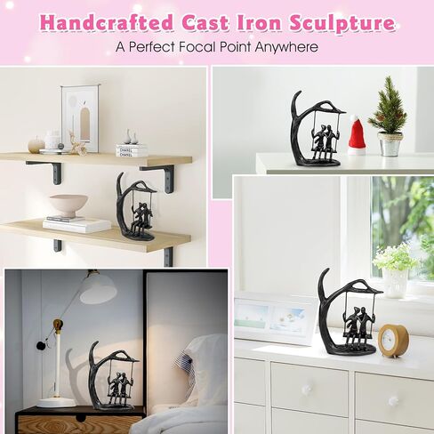 Anniversary Wedding Gifts for Couple/Her - Romantic Couple Statue in Love, Black Metal Figurine Sweet Loving Together Iron Sculpture Decor, Gifts for Wife Husband Birthday in Kuwait