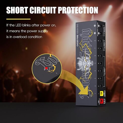 دواسة جيتار GHOSTFIRE GS6 مزودة بـ 6 مخرجات مزود طاقة بدواسات تأثير 9 فولت 100/500 مللي أمبير (GS10-SV2) in Saudi Arabia