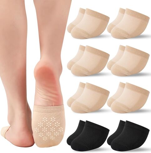 Toe Socks Womens for Mules, Half Socks Toe Topper Covers No Show Invisible Non-slip Liners for Clogs 6/8 Pairs in Saudi Arabia
