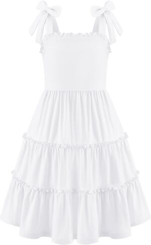 Arshiner Girls Summer Dress Tween Boho casual bowknot حزام بلا أكمام أرجوحة متثاق in Kuwait