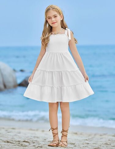 Arshiner Girls Summer Dress Tween Boho casual bowknot حزام بلا أكمام أرجوحة متثاق in Kuwait