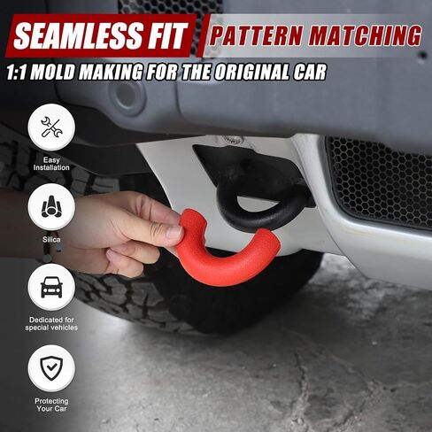 4PCS Car Bumper Towing Hitch Covers Compatible with INEOS Grenadier 2020-2025 Front & Rear Bumper Tow Hook Covers Trailer Hitch Rubber Sleeve Receiver Protector Cover (Red) in Saudi Arabia