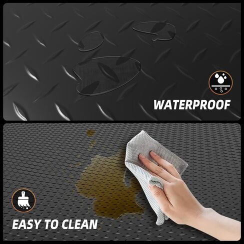 8.2x21 FT Garage Floor Mat, 2.8mm Thickened Diamond Plate PVC Garage Flooring Roll for Under Car Parking, Heavy Duty Garage Floor Protector 168SQFT for Garage, RV Trailer, Basement, Black in Kuwait