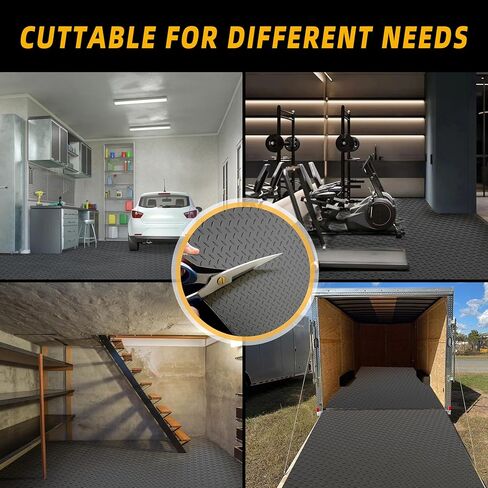 8.2x21 FT Garage Floor Mat, 2.8mm Thickened Diamond Plate PVC Garage Flooring Roll for Under Car Parking, Heavy Duty Garage Floor Protector 168SQFT for Garage, RV Trailer, Basement, Black in Kuwait