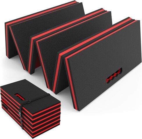 Thick Mechanic Mat, Foldable EVA Mat with Magnetic Tool Compartments, Waterproof Mechanic Kneeling Pad with Handle for Garage Workshop Repairing Gardening, 46.5" x 15.8" x 1.1 ", Black & Red in Saudi Arabia