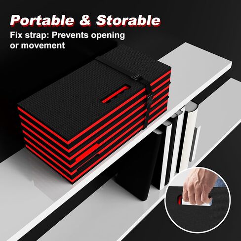 Thick Mechanic Mat, Foldable EVA Mat with Magnetic Tool Compartments, Waterproof Mechanic Kneeling Pad with Handle for Garage Workshop Repairing Gardening, 46.5" x 15.8" x 1.1 ", Black & Red in Saudi Arabia