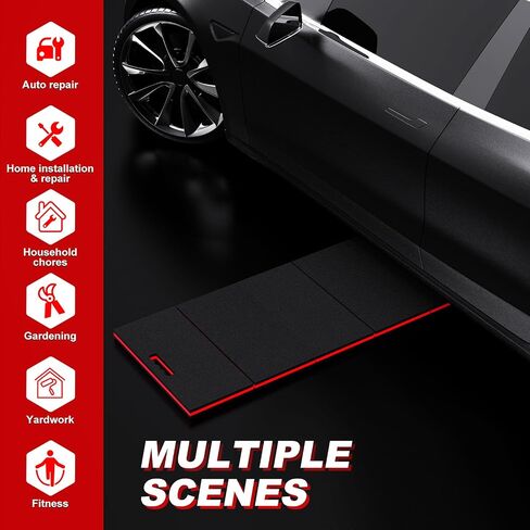 Thick Mechanic Mat, Foldable EVA Mat with Magnetic Tool Compartments, Waterproof Mechanic Kneeling Pad with Handle for Garage Workshop Repairing Gardening, 46.5" x 15.8" x 1.1 ", Black & Red in Saudi Arabia