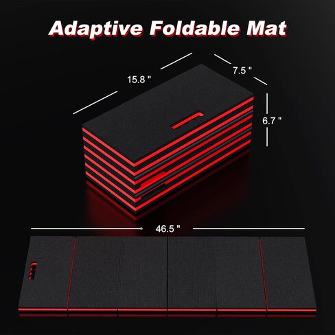 Thick Mechanic Mat, Foldable EVA Mat with Magnetic Tool Compartments, Waterproof Mechanic Kneeling Pad with Handle for Garage Workshop Repairing Gardening, 46.5" x 15.8" x 1.1 ", Black & Red in Saudi Arabia