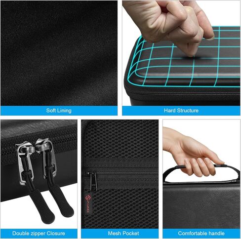 Fintie Travel Sunglasses Organizer Case مع مقصورات قابلة للتعديل من 8 فتحات ، حقيبة تخزين Eva Eyeglasses الصلبة للرجال للنساء (أسود خمر) in Saudi Arabia