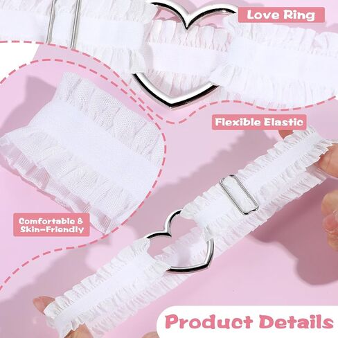 2pcs Adjustable Heart Lace Thigh Garter Belts for Women, Pink Elastic Leg Garters Belt, Non-Slip Thigh Strap in Saudi Arabia
