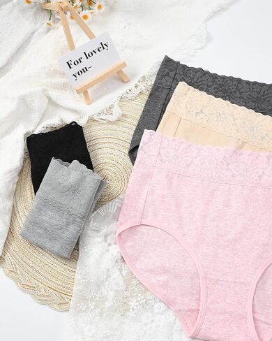 RHYFF Womens Underwear Cotton Lace Panties High Waist Panty Soft Breathable Ladies Hipster Full Coverage Briefs S-3XL in Saudi Arabia