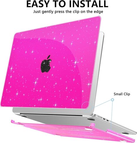 AKIT Compatible with MacBook Air 13 Inch Case Glitter 2025 2024-2022 M3 A3113 M2 A2681, Unique Shiny Hard Shell Laptop Case + Screen Protector + Keyboard Cover for Mac Air 13.6 Inch, Sparkly Hot Pink in Kuwait