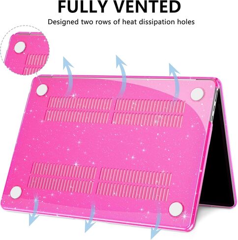 AKIT Compatible with MacBook Air 13 Inch Case Glitter 2025 2024-2022 M3 A3113 M2 A2681, Unique Shiny Hard Shell Laptop Case + Screen Protector + Keyboard Cover for Mac Air 13.6 Inch, Sparkly Hot Pink in Kuwait