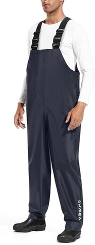 HISEA Waterproof Bib Overall Fishing Bib Pants Made from Durable PVC-Coated Nylon for Fishing, Hunting, Work, Sailing Navy in Saudi Arabia