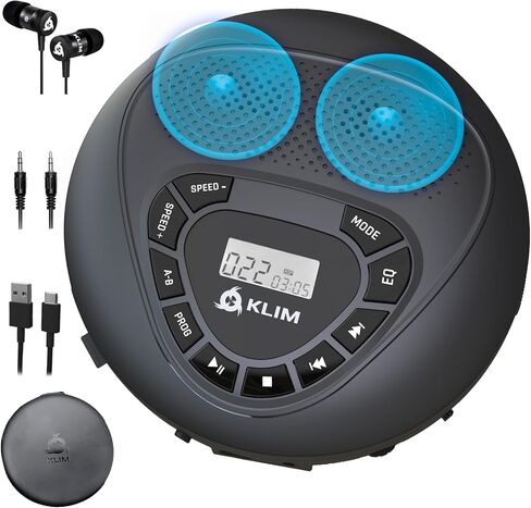 KLIM Speaker + Portable CD Player with Speakers + New 2024 + Walkman + Rechargeable Battery + Portable CD Player with Headphones + CD Player Portable + SD/TF Card + AUX + Ideal Car CD Player in Saudi Arabia