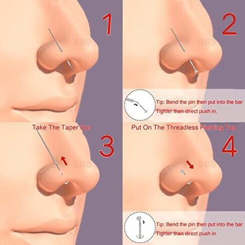 مجموعة Taper Piercing Leogon للأذن ، الأنف ، السرة ، الشفاه ، الحاجب | منحني ومستقيم من الفولاذ المقاوم للصدأ 14g ، 16g ، 18g ، 20g أداة إدخال بدون خيوط للثقب in Saudi Arabia