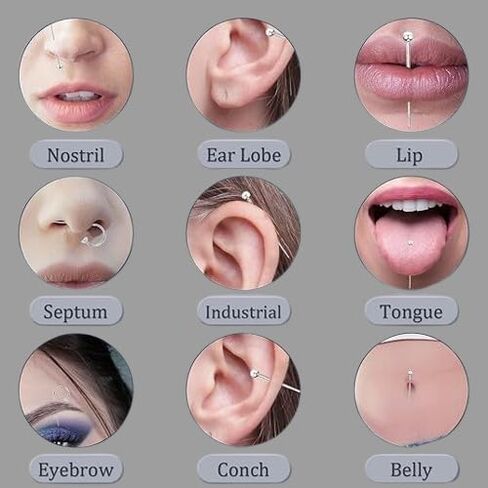 مجموعة Taper Piercing Leogon للأذن ، الأنف ، السرة ، الشفاه ، الحاجب | منحني ومستقيم من الفولاذ المقاوم للصدأ 14g ، 16g ، 18g ، 20g أداة إدخال بدون خيوط للثقب in Saudi Arabia