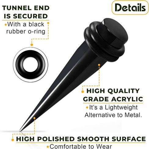 2 Pairs 316L Surgical Steel Black Anodized Taper Expander Piercing Jewelry Stretcher O ring Stretching Earring Ear Plugs in Saudi Arabia