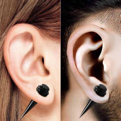 2 Pairs 316L Surgical Steel Black Anodized Taper Expander Piercing Jewelry Stretcher O ring Stretching Earring Ear Plugs in Saudi Arabia