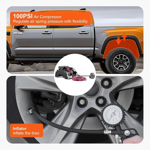 VEVOR Air Shock Controller Kit, 12V 100PSI On Board Air Compressor System, Air Ride Suspension Compressor Kit with Single Path System, Pressure Gauge & Air Line for Trucks Vans in Saudi Arabia