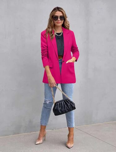 CRAZY GRID Womens Casual Blazer Jacket Long Sleeve Open Front Work Office Blazer Lapel Button Jacket in Saudi Arabia