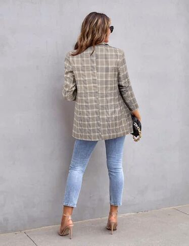 CRAZY GRID Womens Casual Blazer Jacket Long Sleeve Open Front Work Office Blazer Lapel Button Jacket in Saudi Arabia