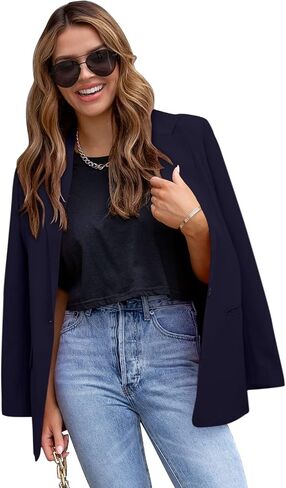 CRAZY GRID Womens Casual Blazer Jacket Long Sleeve Open Front Work Office Blazer Lapel Button Jacket in Saudi Arabia