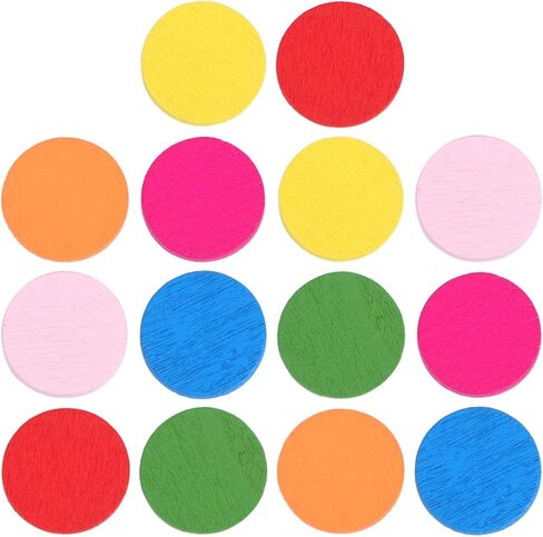 DECHOUS 50Pcs Colorful Wood Discs, 0.8in Small Colored Round Wooden Discs, DIY Round Wood Discs Cutout Ornaments for DIY Crafts Art Projects Decoration in Kuwait