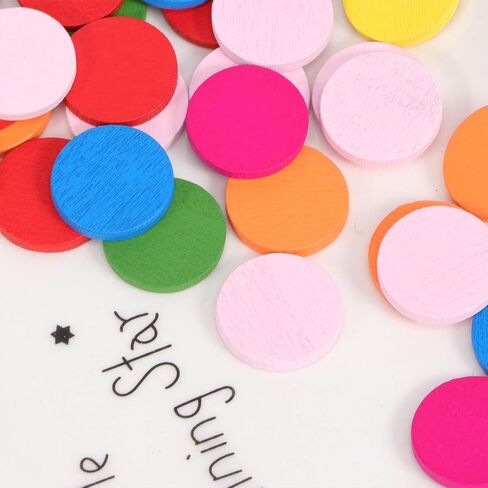 DECHOUS 50Pcs Colorful Wood Discs, 0.8in Small Colored Round Wooden Discs, DIY Round Wood Discs Cutout Ornaments for DIY Crafts Art Projects Decoration in Kuwait
