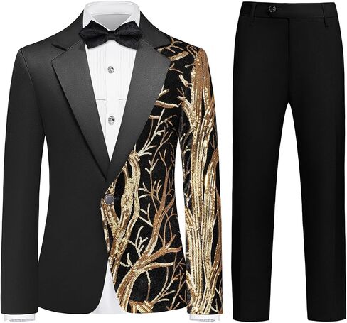 Lamgool Tuxedo بدلات للأولاد Kids الزي الرسمي مجموعة من 4 قطع مع ترتيل السترة قميص سروال أسود بوي راقصة حفل زفاف in Kuwait