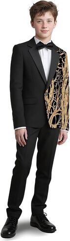 Lamgool Tuxedo بدلات للأولاد Kids الزي الرسمي مجموعة من 4 قطع مع ترتيل السترة قميص سروال أسود بوي راقصة حفل زفاف in Kuwait